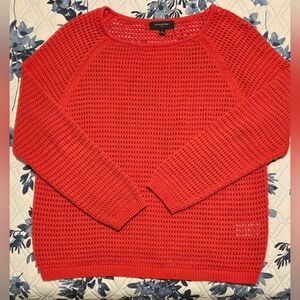 Banana Republic Red Open Stitch Knit Sweater Size L Lightweight Pullover EUC